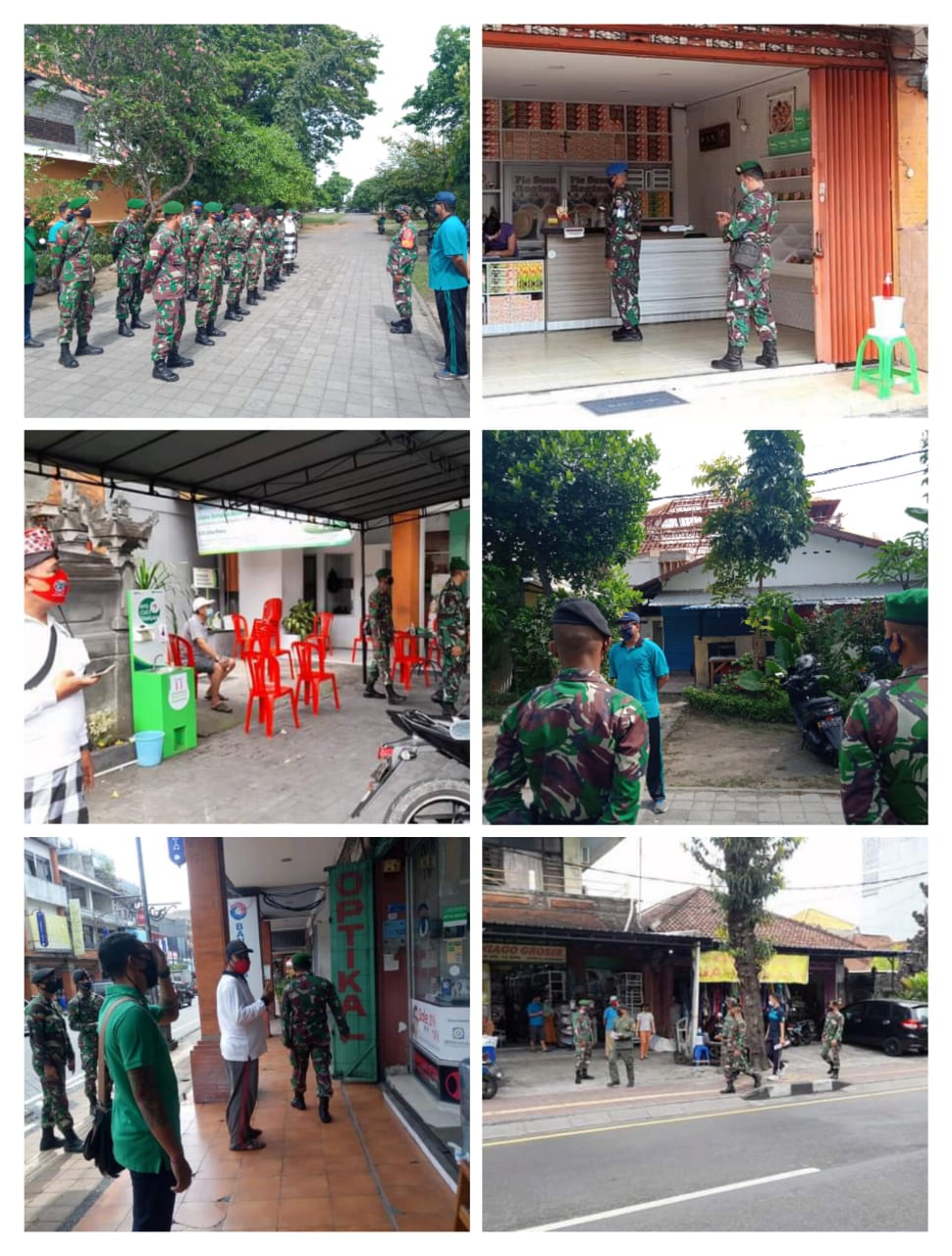 Tentara dan Satgas Covid Kelurahan Pemecutan Tinjau Toko